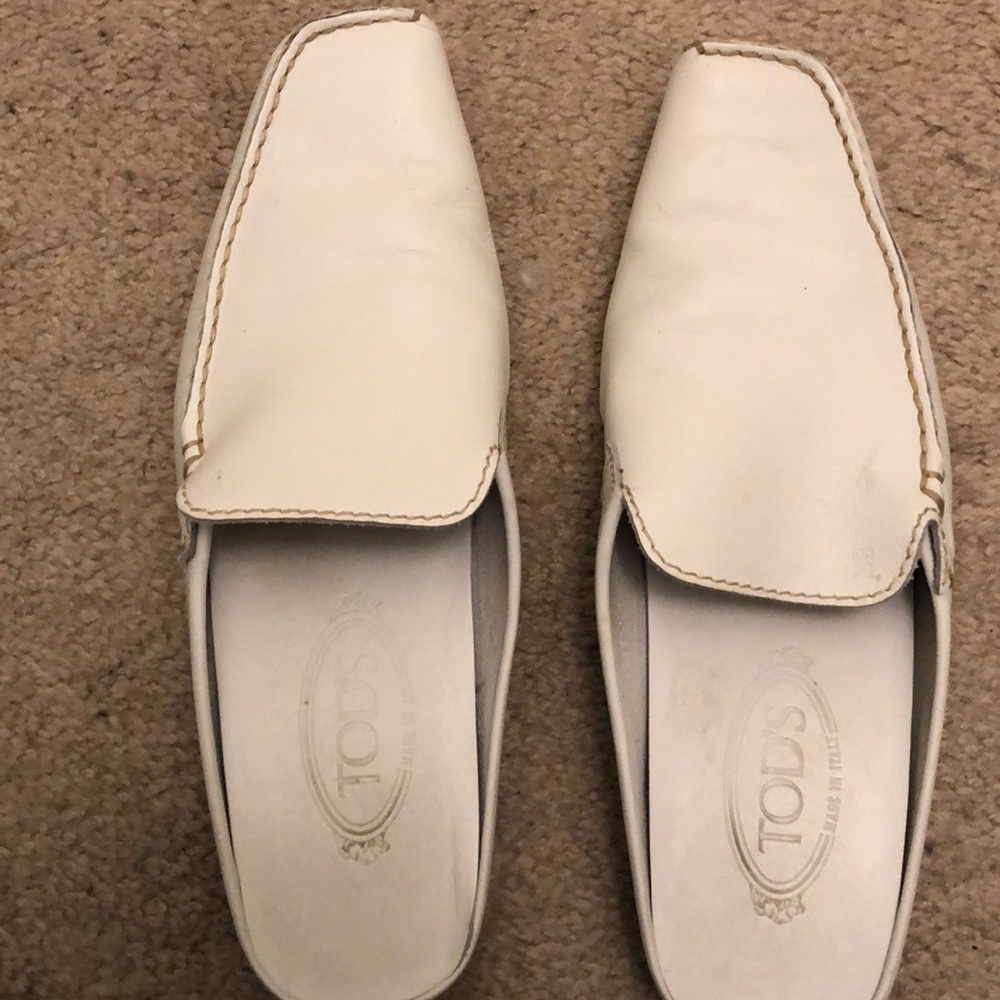 Tod’s white leather shoes